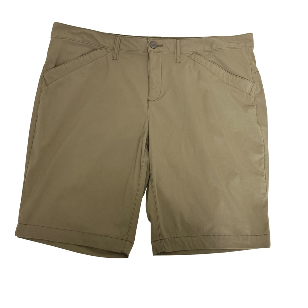 Eddie Bauer Women 14 Tan Khaki Hiking Shorts Stretch Nylon Outdoor Gorpcore